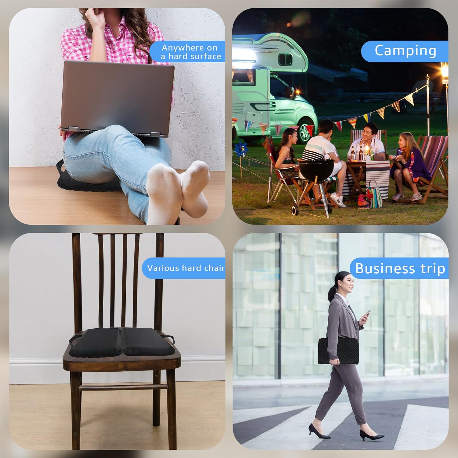 Portable Compact Seat Cushion (14.5" x 10.6") Foldable Travel Cushion, for Airplane Seats, Camping, Stadium, Cinema, Garden Benches Seat Cushion