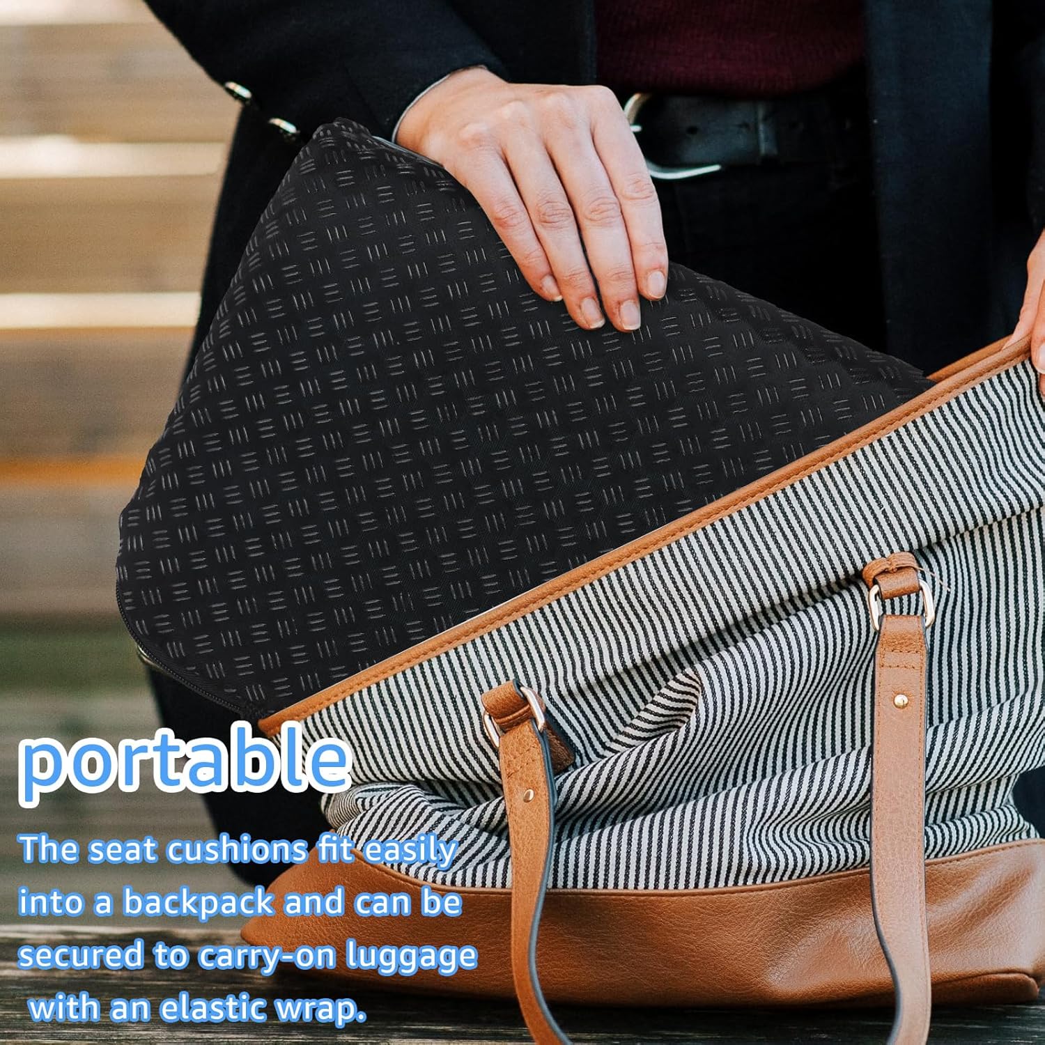 Portable Compact Seat Cushion (14.5" x 10.6") Foldable Travel Cushion, for Airplane Seats, Camping, Stadium, Cinema, Garden Benches Seat Cushion