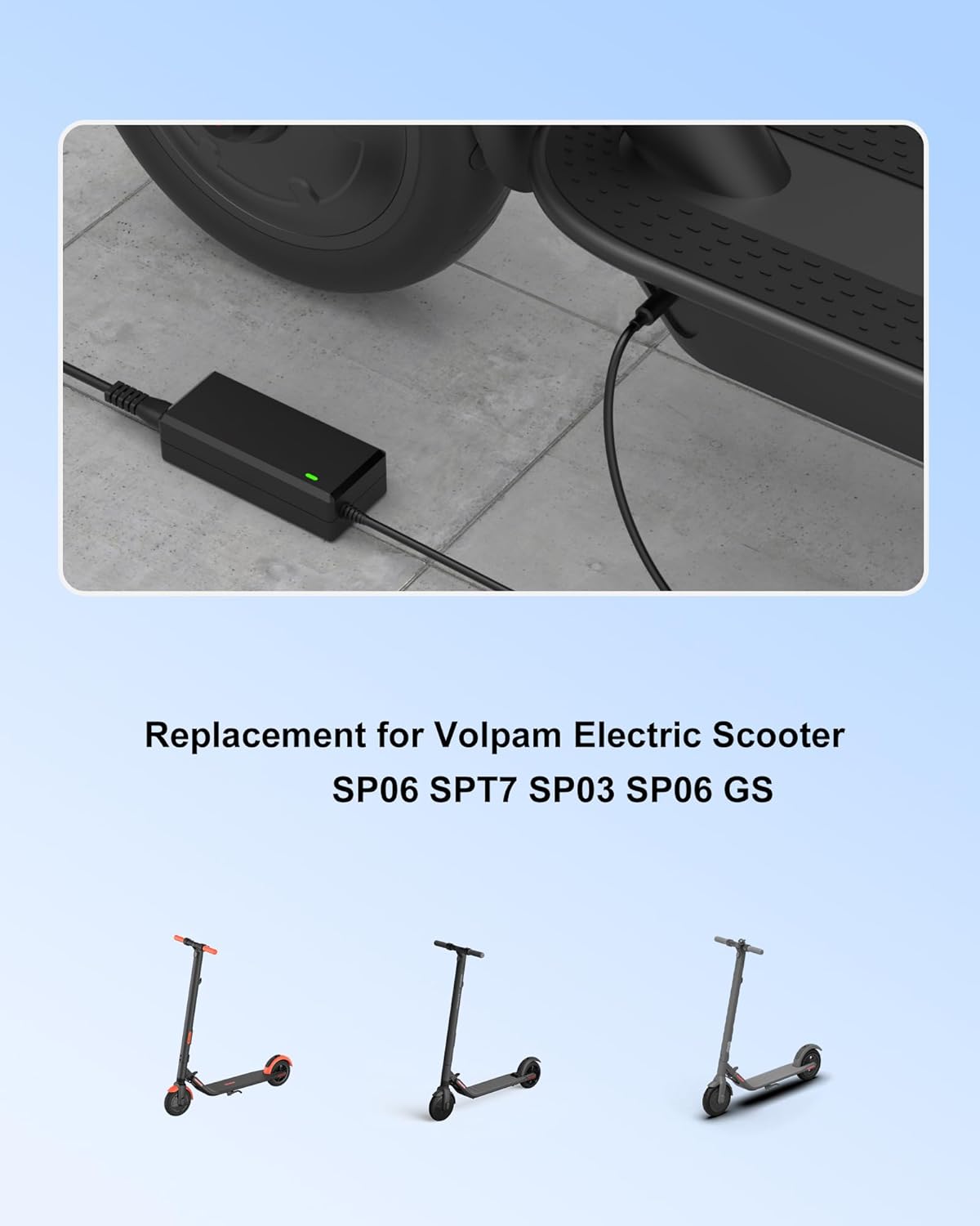 VHBW 42V Replacement Charger for Volpam Electric Scooter SP06 SPT7 SP03 SP06 GS AC DC Adapter